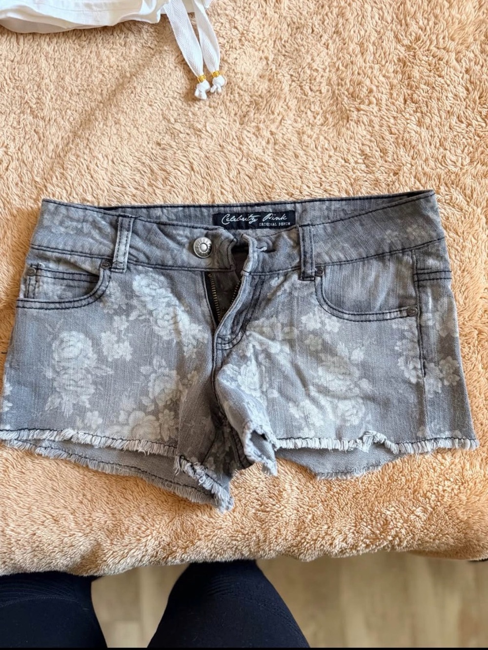 Celebrity Pink Gray Floral Cutoff Denim Shorts